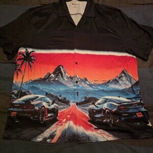 Reservoir Men's Shirt L double brushed Cooling short sleeve sailor blue NWT